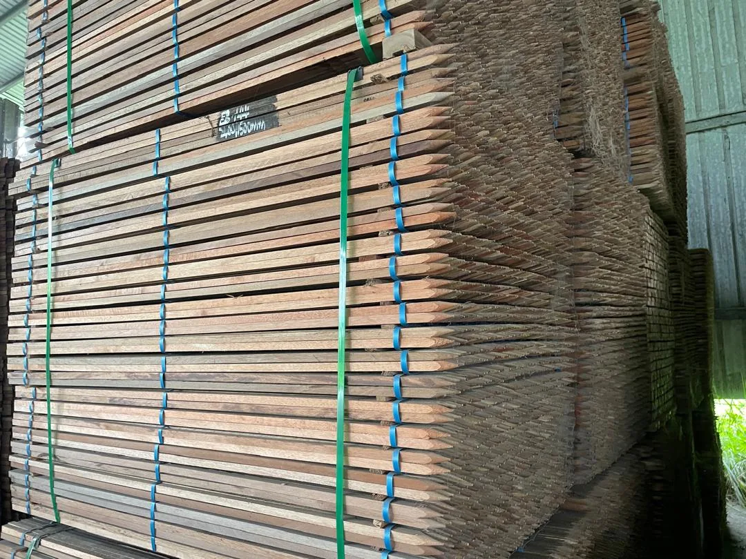 Bulk timber stakes manufactured and stored at Natuna Venture